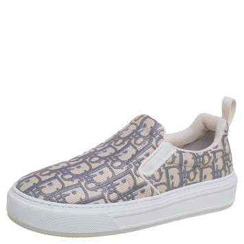 Pre Owned Dior Multicolor Oblique Embroidered Canvas Solar Slip On Sneakers Size 37