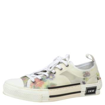 Pre Owned Dior White PVC And Net Floral Embroidered Leather B23 Sneakers Size 41