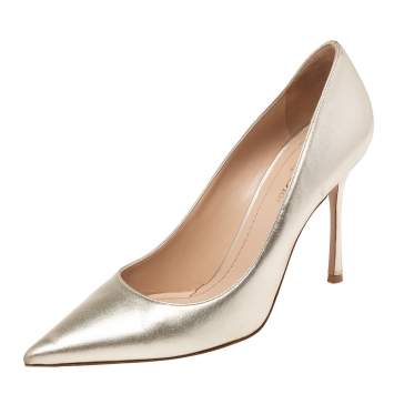 Pre Owned Dior Metallic Gold Leather Pointed Toe  Pumps Size 40