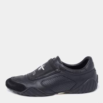 مملوكة مسبقًا Dior Black Leather and Suede CD Bee Sneakers Size 37.5