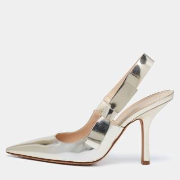 Pre Owned Dior Silver Leather J'Adior  Slingback Pumps Size 39