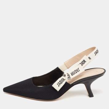 Pre Owned Dior Black Technical Fabric J'adior Slingback Pumps Size 38.5