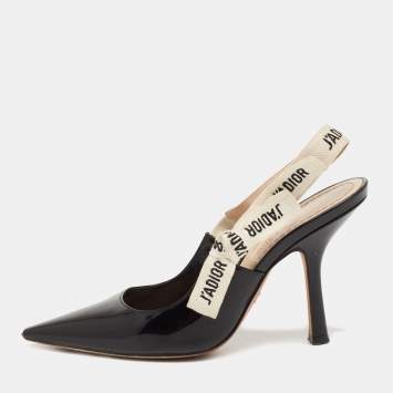 Pre Owned Dior Black Patent Leather J'adior Slingback Pumps Size 37