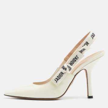 Pre Owned Dior Cream Patent Leather J'adior Slingback Pumps Size 38