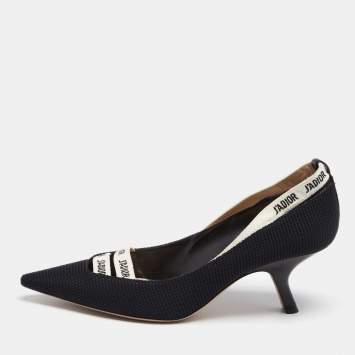 Pre Owned Dior Black Technical Fabric J'adior Ribbon Pointed Toe Pumps Size 40