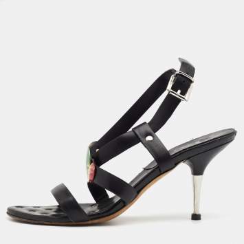 Pre Owned Dior Black Leather Strappy Sandals Size 38