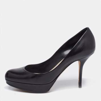 Pre Owned Dior Black Leather Platform Pumps Size 36