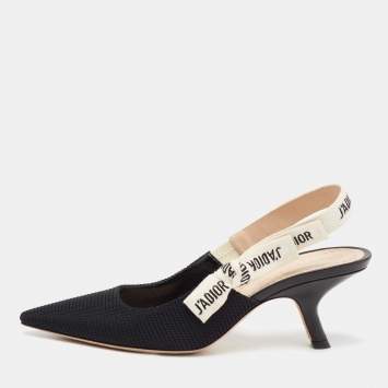 Pre Owned Dior Black Canvas  J'adior Slingback Pumps Size 36.5