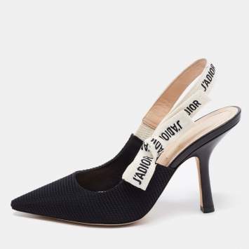 Pre Owned Dior Black Technical Canvas J'adior Sling Pumps Size 34.5