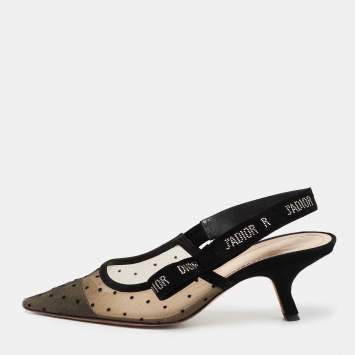 مملوكة مسبقًا Dior Black Mesh and Suede J'Adior Slingback Pumps Size 40