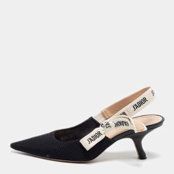 Pre Owned Dior Black Fabric J'Adior Pointed Toe Slingback Sandals Size 38
