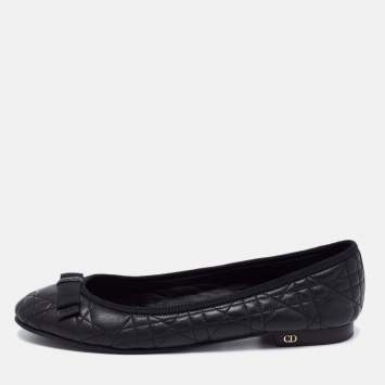 Pre Owned Dior Black Cannage Leather Ballet Flats Size 38.5