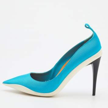 Pre Owned Dior Blue Nylon Pointed Toe Pumps Size 39