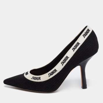 Pre Owned Dior Black Technical Fabric J'Adior Embroidered Pointed Toe Pumps Size 35.5