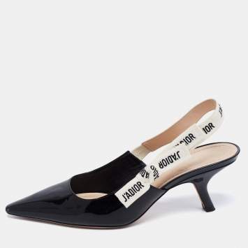 Pre Owned Dior Black Patent Leather J'adior Slingback Sandals Size 40
