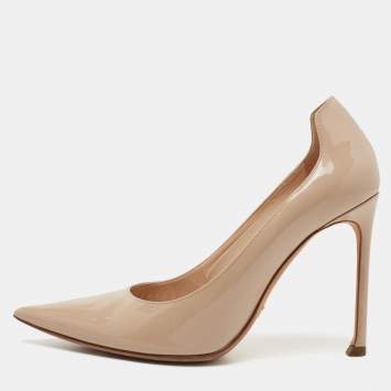 مملوكة مسبقًا Dior Beige Patent Leather D-Moi Pumps Size 38.5