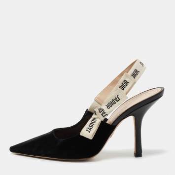 Pre Owned Dior Black Velvet J'adior Slingback Sandals Size 40