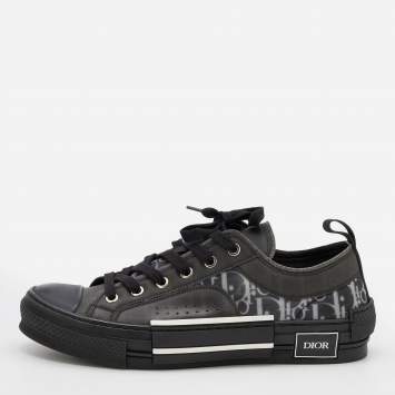 مملوكة مسبقًا Dior Black Oblique Mesh and Rubber B23 Low Top Sneakers Size 41