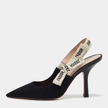 Pre Owned Dior Black Technical Fabric J'adior Slingback Pumps Size 37