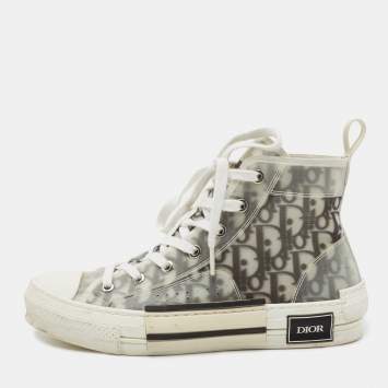 Pre Owned Dior Green/White Mesh And Rubber B23  High Top Sneakers Size 39