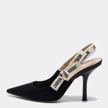 مملوكة مسبقًا Dior  Black Knit Fabric Jadior Slingback Pumps Size 39
