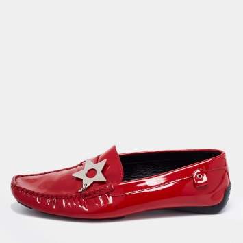 Pre Owned Dior Red Patent Leather Star Charm Loafers Size 39