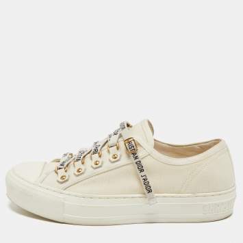 Pre Owned Dior White Canvas walk n' dior  Sneakers Size 37