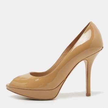 مملوكة مسبقًا Dior Beige Patent Leather Miss Dior Pumps Size 36