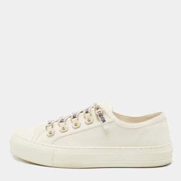 Pre Owned Dior Off White Canvas Walk'n'Dior Sneakers Size 38