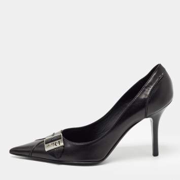 Pre Owned Dior Black Leather Pointed Toe Pumps Size 39.5