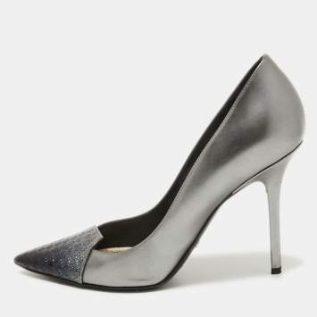 Pre Owned Dior Grey/Blue Patent Pointed Toe Pumps Size 39