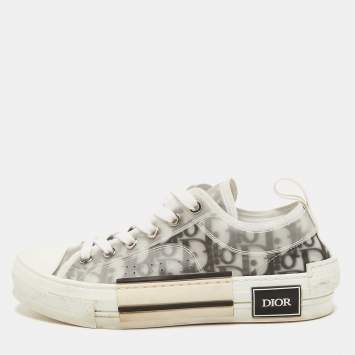 Pre Owned Dior Grey PVC and Canvas B23 Low Top Sneakers Size 36.5