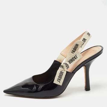 Pre Owned Dior Black Patent Leather J'adior Slingback Pumps Size 40