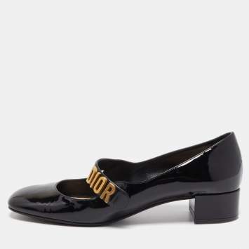Pre Owned Dior Black Patent Leather Baby D Mary Jane Pumps Size 40.5