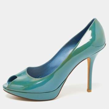 Pre Owned Dior Blue Patent Leather Miss Dior Pumps Size 39