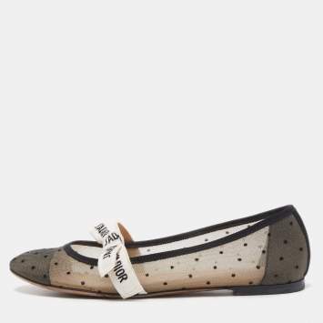 Pre Owned Dior Black Mesh Miss J'adior Ballet Flats Size 38