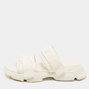 Pre Owned Dior White Fabric and Nylon D-Wander Slides Size 39