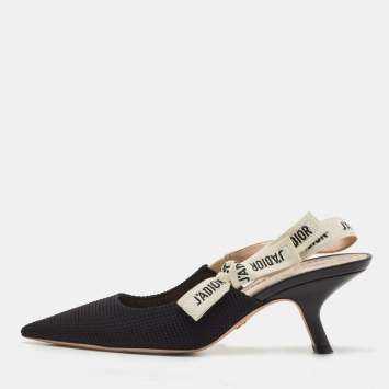 Pre Owned Dior Black Technical Fabric J'adior Slingback Pumps Size 37.5