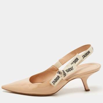 Pre Owned Dior Beige Patent Leather J'adior Slingback Pumps Size 42