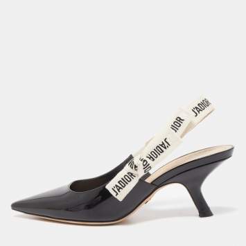 Pre Owned Dior Black Patent Leather J'adior Slingback Pumps Size 35