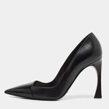 Pre Owned Dior Black Leather Pointed Toe Pumps Size 38