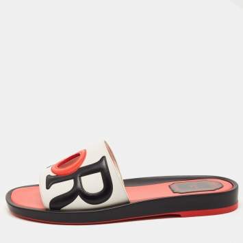 Pre Owned Dior Tricolor Leather Flat Slides Size 37