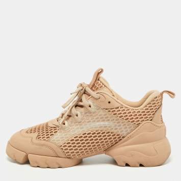 Pre Owned Dior Pink Leather and Mesh D-Connect Sneakers Size 38