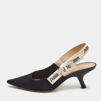 Pre Owned Dior Black Technical Fabric J'adior Slingback Pumps Size 35.5 