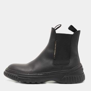 Pre Owned Dior Black Leather D-Racer Ankle Boots Size 38