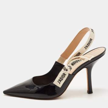 Pre Owned Dior Black Patent Leather J'adior Slingback Pumps Size 40