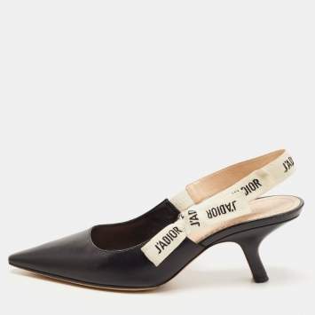 Pre Owned Dior Black Leather J'adior Slingback Pumps Size 37