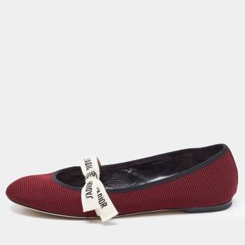 Pre Owned Dior Burgundy Canvas Miss J'adior Ballet Flats Size 41