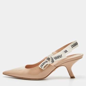 Dior Beige Patent Leather J'adior Slingback Pumps Size 36
