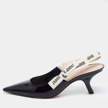 Pre Owned Dior Black Patent Leather J'adior Slingback Pumps Size 40
